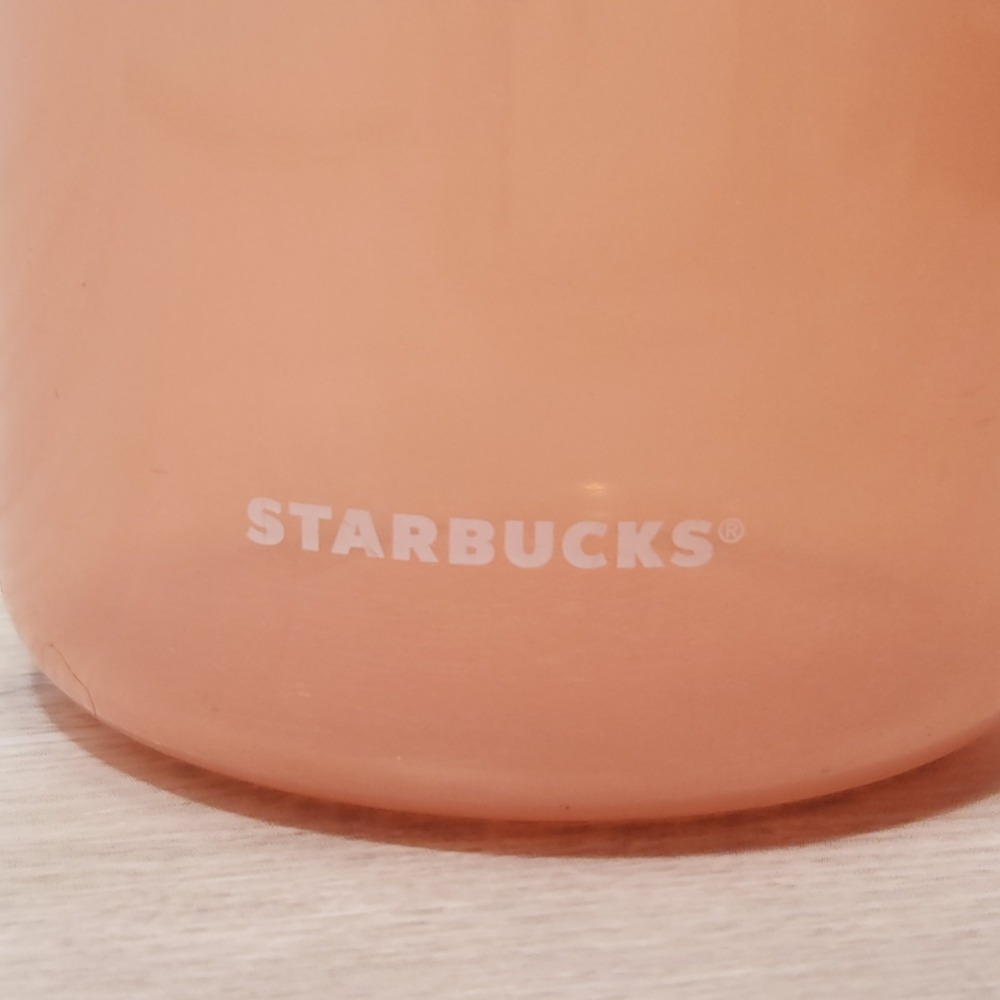 Starbucks Water Bottle Summer Peach Solid Bottle Rubber Loop 24oz Tea Ice Coffee - Picture 3 of 9